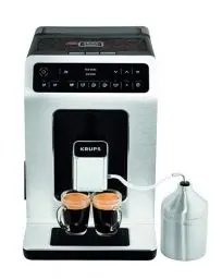 Produktbild: Krups Evidence Kaffeevollautomat mit Milchschaumdüse, 15 Getränke, Extra-Dark-Funktion, 2-Tassen-Funktion, Kaffeemaschine, Silber/Schwarz, EA891D10, Metall