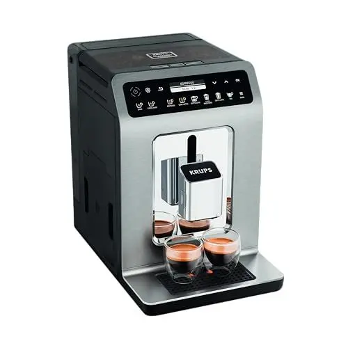 Produktbild: Krups Evidence Plus Kaffeevollautomat mit Milchschlauch, 19 Getränke, 2-Tassen-Funktion, Farbdisplay, Kaffeemaschine, TÜV-Siegel, Silber, EA894T10, Titanium-metallic