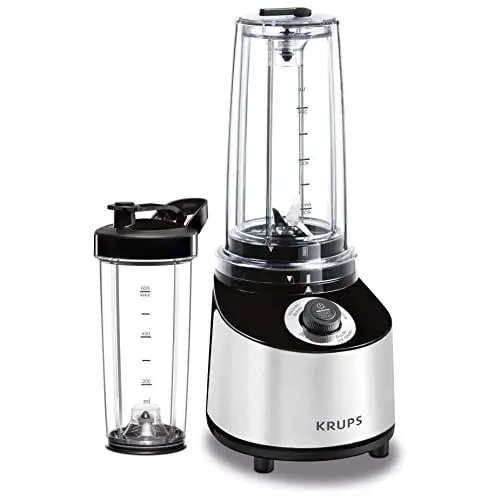 Produktbild: Krups KB181D Freshboost Vakuum Standmixer To Go | 3x mehr Antioxidantien | NutriKeep Techonologie | 4 Programme | 2 Trinkflaschen | 800W | Edelstahl/ Schwarz