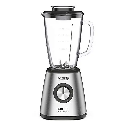 Produktbild: Krups KB439D Blendforce 2 Standmixer | 800 Watt | 5 Geschwindigkeiten | Pulsfunktion | 1,75 Liter Thermoglasbehälter (Nutzvolumen: 1,25 Liter) | stoßfest | Eiszerkleinerer | Edelstahl