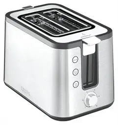 Produktbild: Krups KH442D Control Line Premium Toaster | Edelstahl | 2 kurze Schlitze für 2 Scheiben | Brötchenaufsatz | 6 Bräunungsgrade | 850 W | 23.6 x 32.4 x 20.2 cm | Silber/ Schwarz