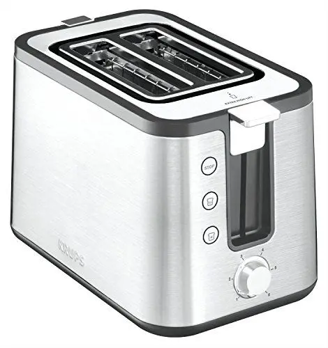 Produktbild: Krups KH442D Control Line Premium Toaster | Edelstahl | 2 kurze Schlitze für 2 Scheiben | Brötchenaufsatz | 6 Bräunungsgrade | 850 W | 23.6 x 32.4 x 20.2 cm | Silber/ Schwarz