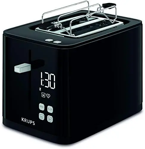 Produktbild: Krups KH641810 Smart'n Light Toaster | Zwei-Scheiben-Toaster | Digitaldisplay | 7 Bräunungsstufen | herausnehmbare Krümelschublade | Countdown | Anhebevorrichtung | Schwarz