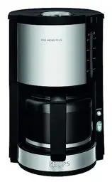 Produktbild: Krups KM3210 Pro Aroma Plus Filterkaffeemaschine, 10 Tassen, 1,25 L, 30-Minuten-Warmhaltefunktion, sichtbares Wasserstands Fenster, Tropfstopp-System, Schwarz mit Edelstahlapplikationen