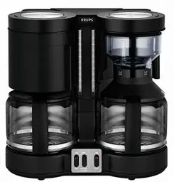 Produktbild: Krups KM8508 Doppel-Kaffeeautomat Duothek Plus | Kombiautomat | Kaffee und Tee | 2 x 10 Tassen | 2 unabhängige Brühsysteme | Schwarz