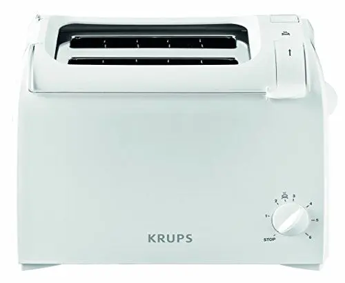 Produktbild: Krups Toaster Pro Aroma, Kurzschlitz-Toaster, 2 Schlitze, 6 Bräunungsstufen, Vorrichtung zum Anheben und zum Erwärmen von Brötchen, KH151110, Weiß