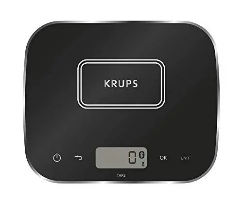 Produktbild: Krups Prep&Cook Küchenwaage, vernetze Waage, Bluetooth, kompatibel mit Prep&Cook und Cook4Me App, automatische Einheitenumrechnung, schwarz, XF5548