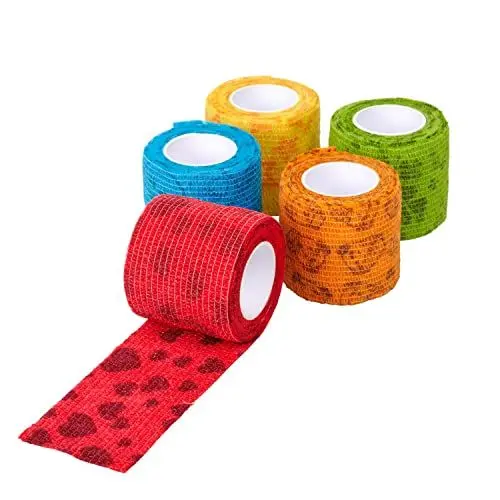 Produktbild: KRUUSE Fun-Flex Care Inside-Out Verband (Verbandsmaterial für Hunde, selbsthaftender Verband zur Fixierung von Verbänden, Schienen, Kathetern etc., elastische Binde, Hunde Zubehör), 5 cm x 4,5 m