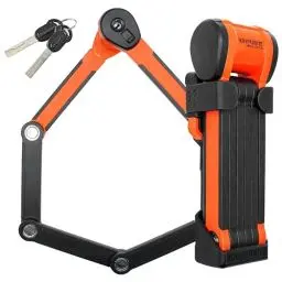 Produktbild: Kryptonite Evolution 790 Faltbares Fahrradschloss, kompakt, leicht, hohe Sicherheit, Diebstahlschutz, mit 2 Schlüsseln und Halterung für E-Fahrräder, Roller, Rennräder, Mountainbikes, 90 cm, orange