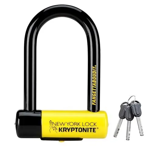 Produktbild: Kryptonite New York FAHGETTABOUDIT Mini Bügelschloss - Sicherheitsgrad 10/10, Anti-Diebstahl Fahrradschloss Hohe Sicherheit mit 3 Schlüsseln – 8,3 cm x 15,3 cm, Schwarz