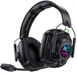 Produktbild: Krysenix KGH2 Wireless Gaming Headset für PS4, PS5, PC, Mac, Switch, 2.4GHz Gaming Headset mit Mikrofon, Faltbares Noise Cancelling Kabelloses Headset mit LED-Lichtern, 40H Akkulaufzeit, Rußschwarz