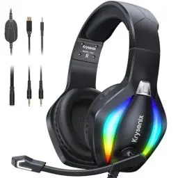 Produktbild: Krysenix PG1 RGB Gaming Headset für PS4/PC/Nintendo Switch/Xbox, PS5 Headset mit Mikrofon, Gaming Kopfhörer mit Mikrofon, Noise Cancelling Kopfhörer mit 3.5mm Klinke Schwarz