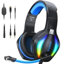 Produktbild: Krysenix PG1 RGB Gaming Headset für PS4/PC/Nintendo Switch/Xbox, PS5 Headset mit Mikrofon, Gaming Kopfhörer mit Mikrofon, Noise Cancelling Kopfhörer mit 3.5mm Klinke Schwarz/Blau