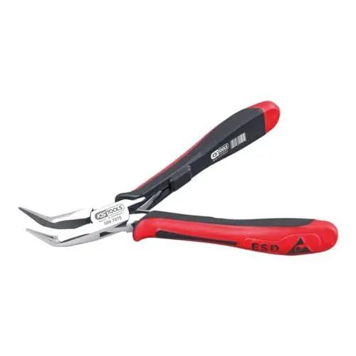 Produktbild: KS Tools 500.7070 ESD Spitzzange, gebogen, ohne Hieb, 130mm