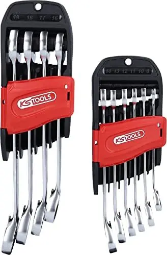 Produktbild: KS Tools 503.5950 DUO GEARplus Ratschenringmaulschlüssel mit Maul-Ratschenfunktion, umschaltbar, 10-tlg Satin-chrom