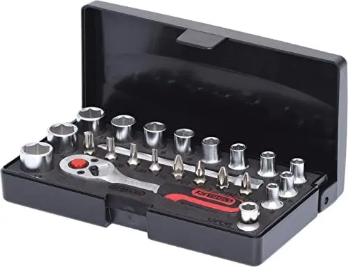 Produktbild: KS Tools 911.0623 1/4 Zoll Steckschlüssel-Satz | inklusive Umschaltknarre, 72-Zahn | matt satiniert | 23-tlg.