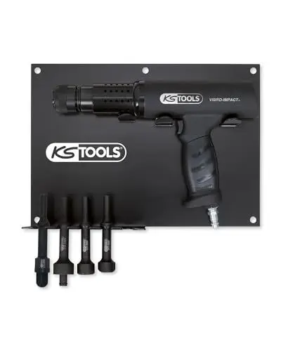 Produktbild: KS Tools Druckluft Meißelhammer Vibro-Impact 515.3880 I 6-teilig mit 4 Meißeln & Halter I Abbruchhammer mit 2200 Schläge/min I Zum Lösen von Schraubverbindungen