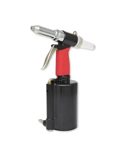 Produktbild: KS Tools Druckluft Nietpistole 515.3101 bis 6,4mm I Druckluft-Blindniet-Pistole mit 6 Mundstücken I Besonders Geräuscharm I Für Stahl-, Aluminium-Nieten uvm.
