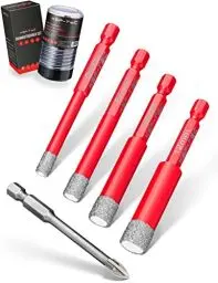 Produktbild: KSP-TEC® | Fliesenbohrer Set - 6,8,10,12mm | zum Bohren von Fliesen, Glas, Marmor, Granit uvm. - Keramikbohrer für harte | verpackt in einer praktischen Drehbox (Diamant Bohrer 5tlg.)