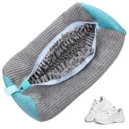 Produktbild: Kssvzz Schuhwaschbeutel Waschmaschine, Wiederverwendbar Schuhbeutel Waschmaschine, Wäschesack Schuhe mit Reißverschluss, Schuhsack Waschmaschine mit 360° Reinigungsflusen für Schuhe (Grau)