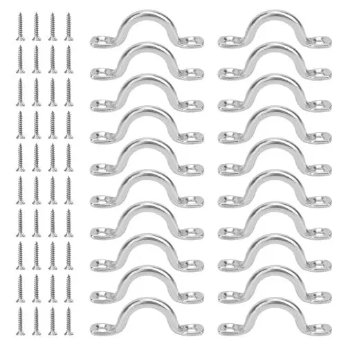 Produktbild: Ksvaye 20 Stück Fenderöse Augplatte Edelstahl Augenplatte Ösenplatte Wandöse 304 Bug Design Pad Eye Straps Decksplatte Kajak Pad Riemenkrampen mit 40 Schrauben für Kayak Canoe Rigging