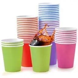 Produktbild: Ksvaye 60 Stück Pappbecher Bunt Pappbecher Einweg Trinkbecher Pappe 250ml Einwegbecher Mehrfarbig DIY Kinder Partybecher Paper Cups Becher für Kindergeburtstag Hochzeit Partybedarf