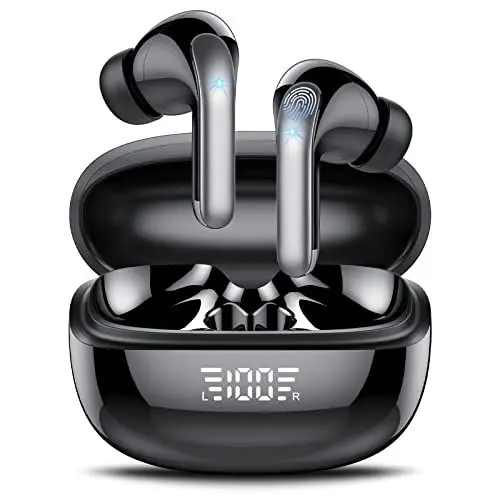 Produktbild: KT1 Bluetooth Kopfhörer, Kopfhörer Kabellos Bluetooth 5.3 HiFi Stereoklang, In Ear kopfhörer Deep Bass Eingebautes 4 Mic, 40 Std Spielzeit, LED-Anzeige, USB-C, IPX7 Wasserdicht Ohrhörer