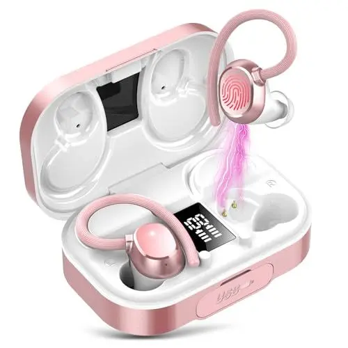 Produktbild: KT1 Bluetooth Kopfhörer Sport, in Ear Kopfhörer Kabellos Bluetooth 5.3 mit HD Mic, Herausragender Sound, 120 Std Spielzeit, IP7 Wasserdicht Ohrhörer mit Ohrhaken