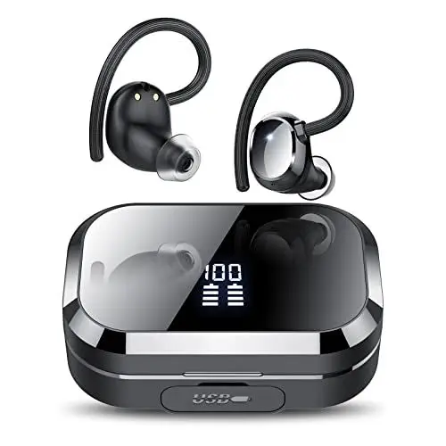 Produktbild: Bluetooth Kopfhörer Sport, Kopfhörer Kabellos Bluetooth 5.3, In Ear Kopfhörer mit 4 ENC Klarer Mic,120 Std Kabellose Kopfhörer mit Tiefer Bass, IPX7 wasserdichte Ohrhörer mit Ohrhaken Schwarz