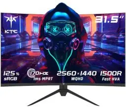 Produktbild: KTC Gaming Monitor 32 Zoll Curved, 170Hz, QHD 2K 2560 x 1440p, 1ms, HDR10, Freesync & G-sync, VA 1500R PC Bildschirm, 125% sRGB, Blaulicht Reduktion, VESA, DP 1.4 165Hz, HDMI 2.0 144Hz, USB, H32S17