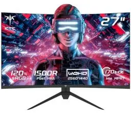Produktbild: KTC Gaming Monitor Curved 27 Zoll, 180Hz, QHD 2K 2560 x 1440p, 1ms, HDR10, Freesync & G-sync, VA 1500R Rahmenlos Monitore, 120% sRGB, Blaulicht Reduktion PC Bildschirm, DP 180Hz, HDMI 144Hz, H27S17