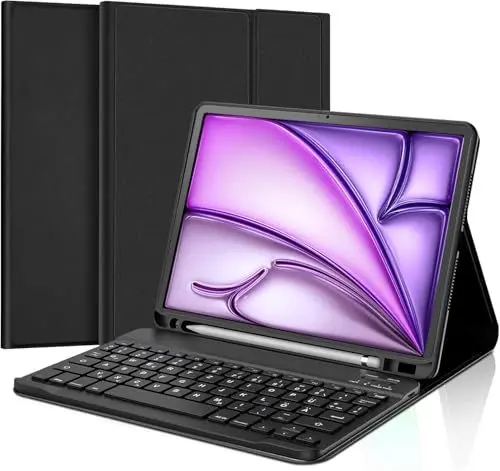 Produktbild: KTOITION Magnetische Tastatur Hülle für iPad Air 11 Zoll M3/M2 (2025/2024),Air 5/4,Magic Keyboard für iPad air 11 Zoll, QWERTZ Layout, Schwarz