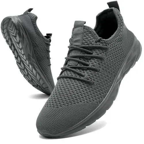 Produktbild: KTVHYW Schuhe Herren Sneaker Leicht Sportschuhe Laufschuhe Atmungsaktive Turnschuhe rutschfeste Hallenschuhe Herren Outdoor Tennisschuhe Walkingschuhe für Running Joggen Fitness Dunkelgrau 43