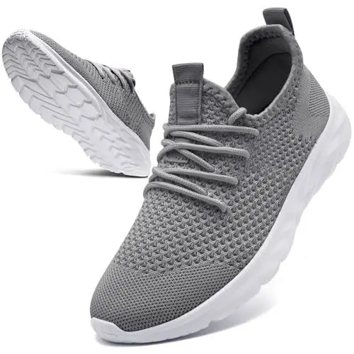 Produktbild: KTVHYW Turnschuhe Sportschuhe Damen Sneaker Leichte Laufschuhe Atmungsaktiv Sommer Schuhe Hallenschuhe Freizeitschuhe Running Tennis Walkingschuhe Straßenlaufschuhe Fitness Jogging Hellgrau 38
