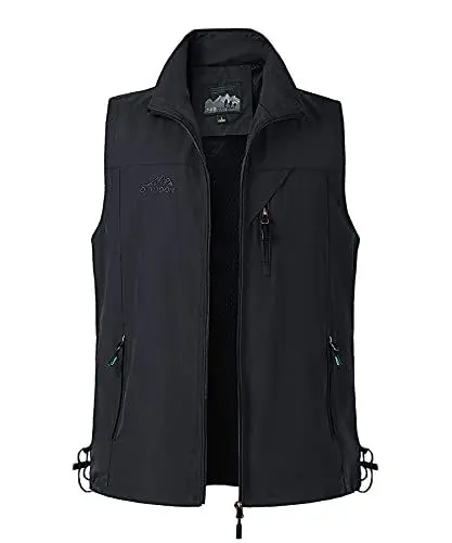 Produktbild: KTWOLEN Herren Multi-Taschened Safari-Weste Freizeit Jacke Outdoor Weste Angler Freizeit und Angler Jagd Trekking Wander Nettoweste (A-Schwarz, L)