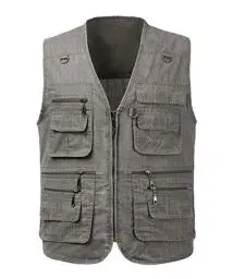 Produktbild: KTWOLEN Herren Outdoor Weste Leicht Atmungsaktiv Anglerweste mit Mehreren Taschen Freizeit Camping Jagd Fischen Fotografie Weste Ärmellos Angeljacke mit Reißverschluss, Dunkelgrau, XXL