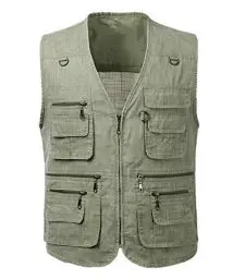 Produktbild: KTWOLEN Herren Outdoor Weste Leicht Atmungsaktiv Anglerweste mit Mehreren Taschen Freizeit Camping Jagd Fischen Fotografie Weste Ärmellos Angeljacke mit Reißverschluss, Grün, 3XL