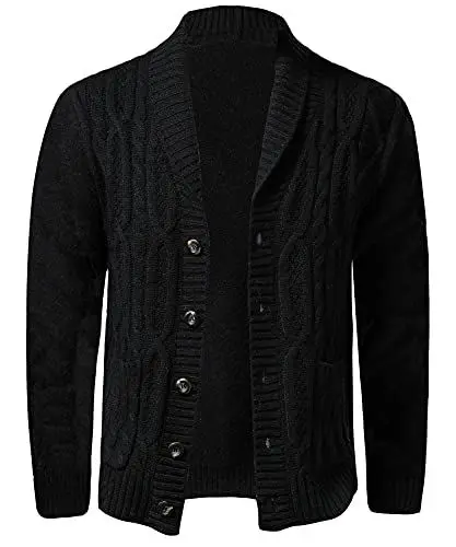 Produktbild: KTWOLEN Herren Strickjacke Cardigan mit Schalkragen mit Knopfverschluss Männer Freizeitjacke Slim Fit Übergangsjacke Langarm Sweatjacke