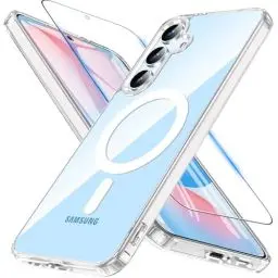 Produktbild: Kuaguozhe für Samsung Galaxy S24 FE Hülle für Magsafe mit Panzer Schutz Glas, Magnetisch Handyhülle für Samsung S24 FE Case Anti-Vergilbung Stoßfest Schutzhülle für Samsung Galaxy S24 FE (Transparent)