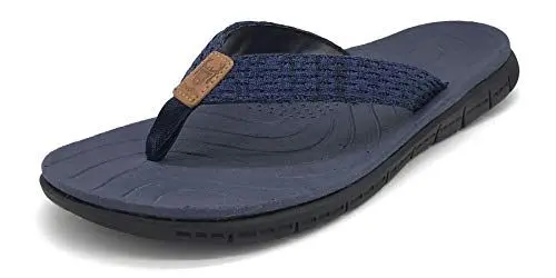 Produktbild: KuaiLu Flip Flops Damen Weich Leder Stoff Zehentrenner Frauen Bade Sandalen Bequeme Breite Füße Badelatschen Yoga Gummi Fußbett Sommer Strand Zehensandalen rutschfest Drinnen Draußen Blau 37