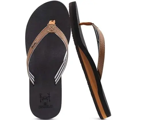Produktbild: KuaiLu Flip Flops Damen Weich Stoff Zehentrenner Frauen Bade Sandalen Bequeme Füße Badelatschen Yoga Matte Fussbett Sommer Strand Zehensandalen Rutschfest Gummi Indoor Outdoor Braun 39