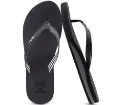 Produktbild: KuaiLu Flip Flops Damen Weich Stoff Zehentrenner Frauen Bade Sandalen Bequeme Füße Badelatschen Yoga Matte Fussbett Sommer Strand Zehensandalen rutschfest Gummi Indoor Outdoor Schwarz 38