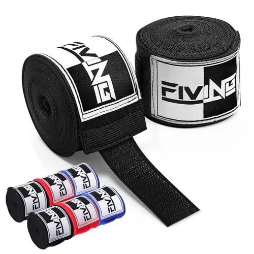 Produktbild: KUANG QUAN FIVING Premium Boxbandagen，4.5 Meter elastische Bandage mit Daumenschlaufe für Boxen，Handgelenkschutz Muay Thai MMA Taekwondo Kampfkunst Boxen Training (blau)