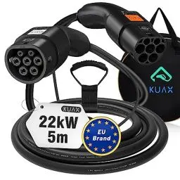 Produktbild: KUAX Typ 2 Ladekabel 22KW 3 Phasen Ladekabel mit 32A, 5M, 22KW, IP54, IEC-62196-2 geeignet für Model S/3/X/Y | e-Golf/e-UP/ID.3 | i3/i8 (Schwarz)