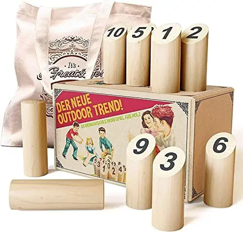 Produktbild: Kubb, Wikingerschach, Wikinger Schach Holz, Kubb Spiel, Wikinger Spiel Holz, Original, Kupp, Schwedenschach