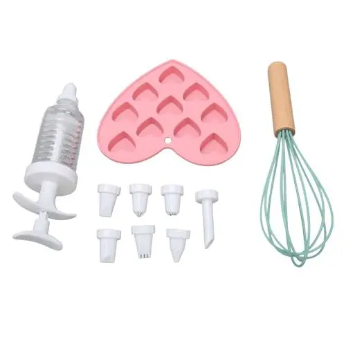 Produktbild: Kuchen-Backset mit Silikon-Herzform, Handcreme-Mixer, Spritztüllen Zum Dekorieren – Ideal für Anfänger