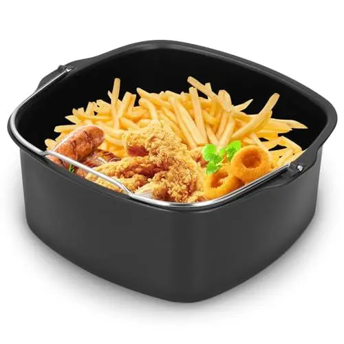 Produktbild: Kuchenform-Fritteusen-Zubehör für HD9925 HD9860 HD9905 01, Luftfritteusen-Pizzapfanne und Backkuchenfass, Spülmaschinenfest, Zum Zubereiten von Pommes Frites 17.5/6.9inX16.5/6.5inX7/2.8in