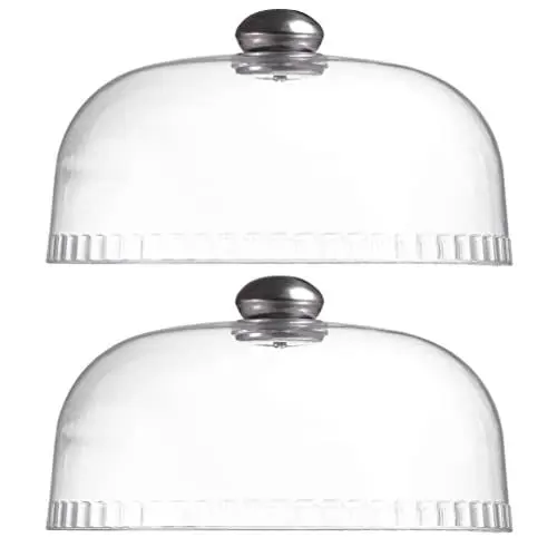 Produktbild: Kuchenglocke Tortenplatte Kuchenständer Glasglocke Fliegenhaube: 2 Stücke Kunststoff Tortenglocke Torten Glashaube Kuchen Haube Tortenhaube Lebensmittel Abdeckung für Rose Patisserie Cover