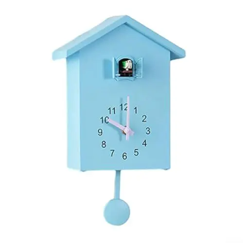 Produktbild: Kuckucksuhr, natürliche Vogelstimmen, Anruf, Vogelhaus, Wandkunst, Kuckuck-Wanduhr für Zuhause, Wohnzimmer, Büro, Dekoration (blau)