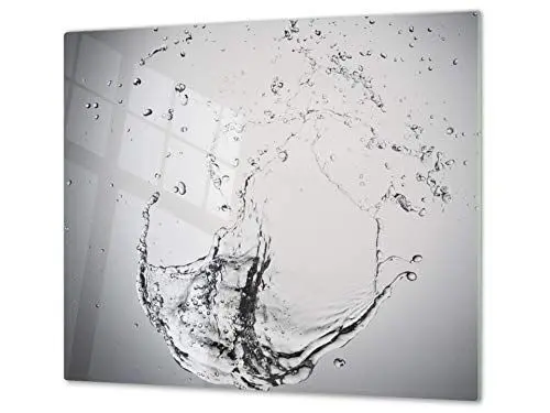 Produktbild: Küchenbrett aus Hartglas und Induktionskochplattenabdeckung – Schneideplatten SINGLE mit 60 x 52 cm und DOUBLE - zwei Bretter mit 30 x 52 cm D02 Water Series: Drops of water 1